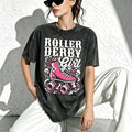 Washed Drop Shoulder Tee, Roller Derby Girl - Roller Derby T-Shirt
