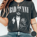 Washed Drop Shoulder Tee , Bunny Bowl 2026 Football Shirt, Funny Boricua Pride Graphic Tee, Vintage Sports Style Unisex