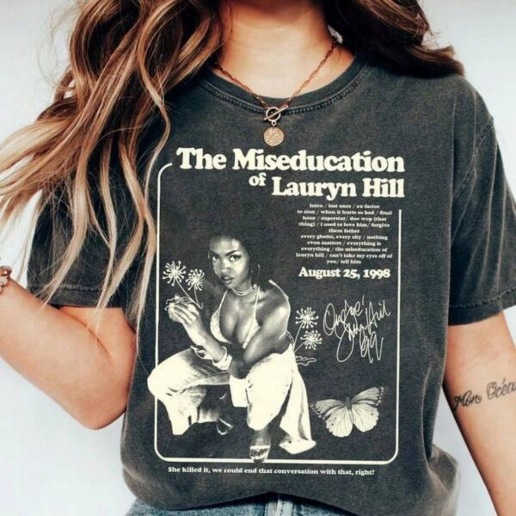 Washed Drop Shoulder Tee , Lauryn Hill Retro Graphic T-Shirt, The Miseducation Of Lauryn Hill Shirt, Lauryn Hill Music Tour Shi