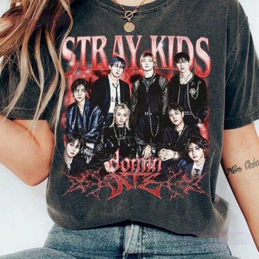 Washed Drop Shoulder Tee , Vintage Stray Kids DOIT Bootleg Shirt, Retro Skz Doit Album Tee, Straykids Doit, Skz World Tour Swea