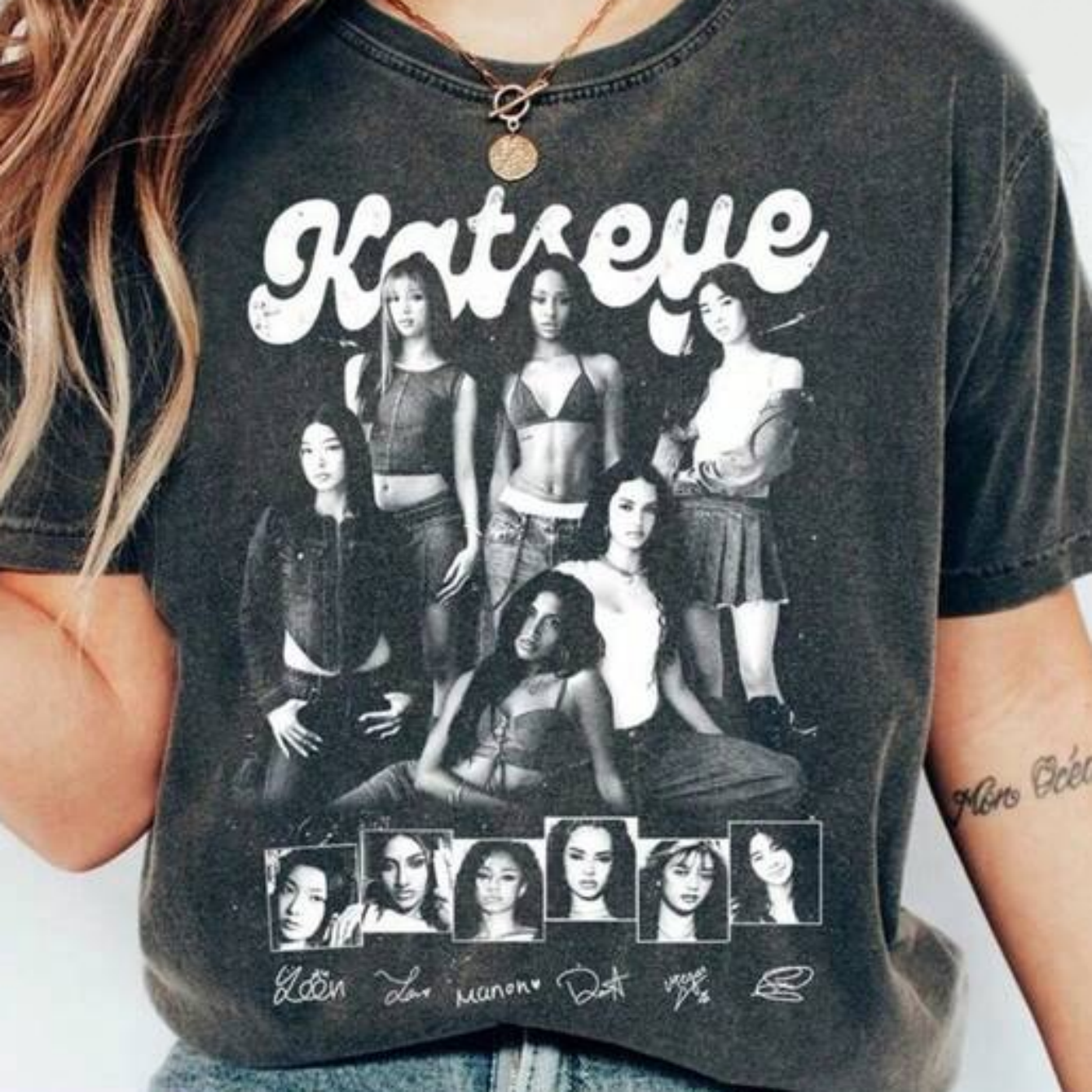 Washed Drop Shoulder Tee , Vintage Katseye Band T-Shirt, Unisex Kpop Graphic Comfort Color T-Shirt, Vintage Sweatshirt, Hoodie