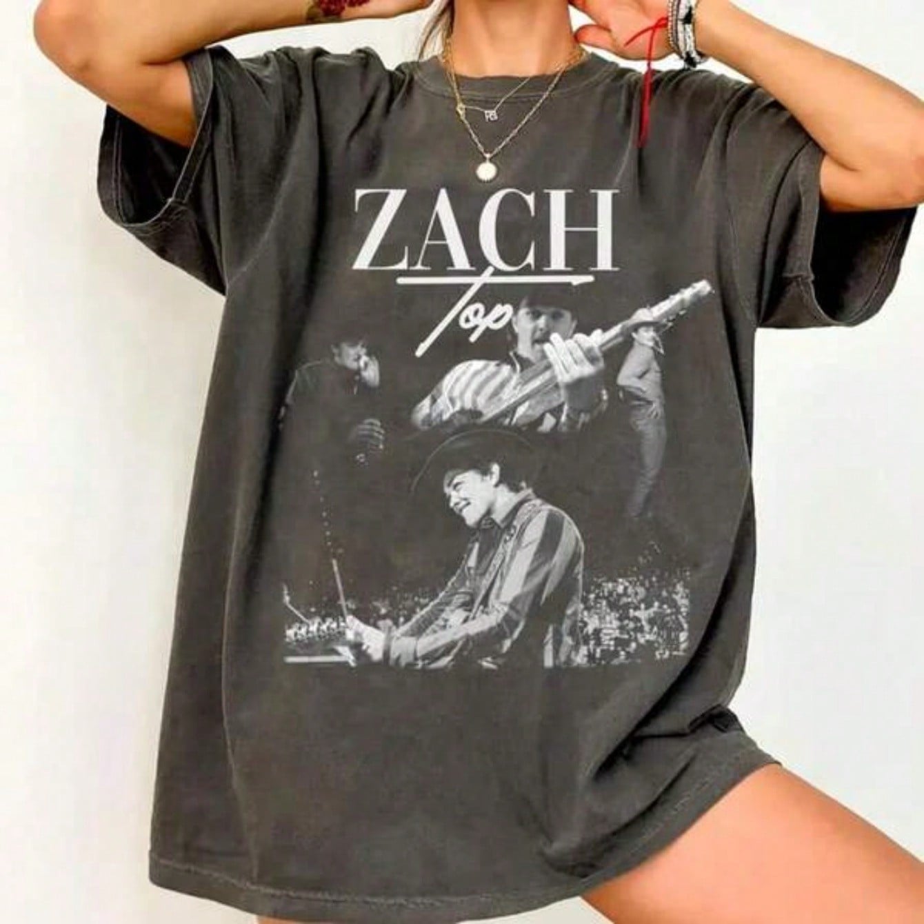 Washed Drop Shoulder Tee, Zach Top Inspired T-Shirt